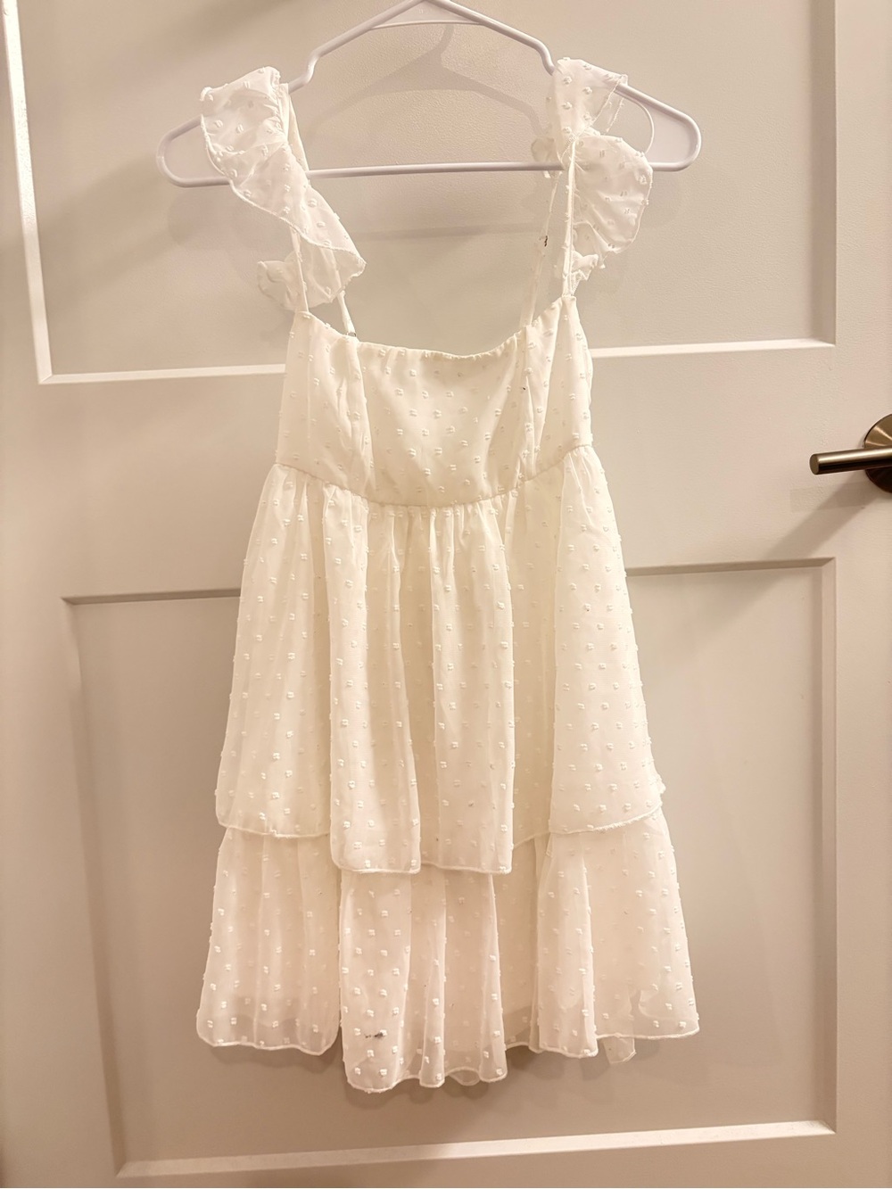 Women’s White Ruffle Tiered Dress